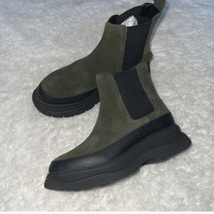 Maeve suede platform boot in green